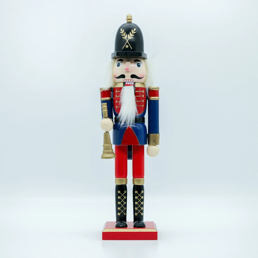 Red Soldier Wooden Nutcracker Wearing Red, Gold, and Black Uniform Holding Rifle Festive Decor Perfect for Shelves and Tables