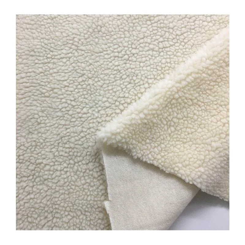 Cheap 100% polyester  beige sherpa fleece fabric sheep skin lamb fur jaket man winter jacket fabric