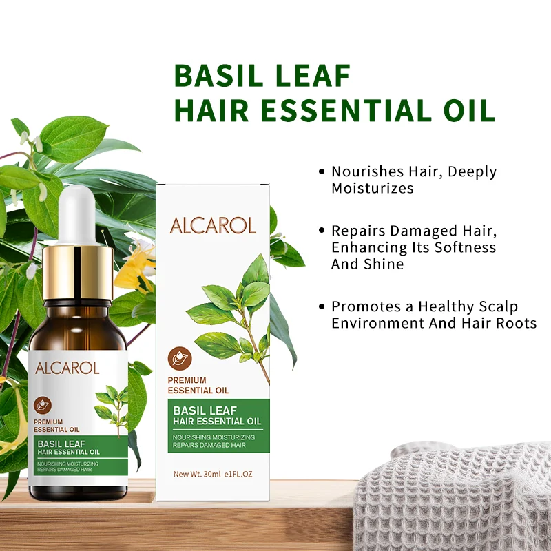 Private Label Wholesale 100% Pure Natural Basil Leaf Repair Hair Oil NourishingScalp and Hair Essential Oil