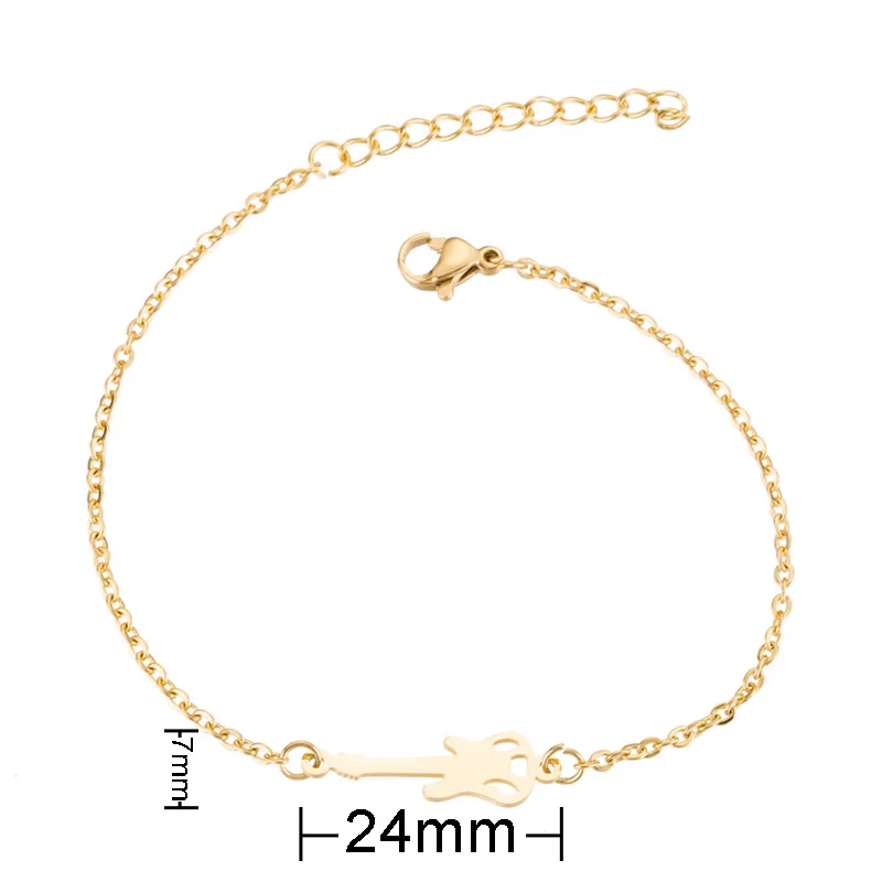 Wholesale Hoop Guitar Bracelet for Women Dainty 14k Gold Classic Tennis Bracelet Cute Gold Tiny Chain Link Bracelet
