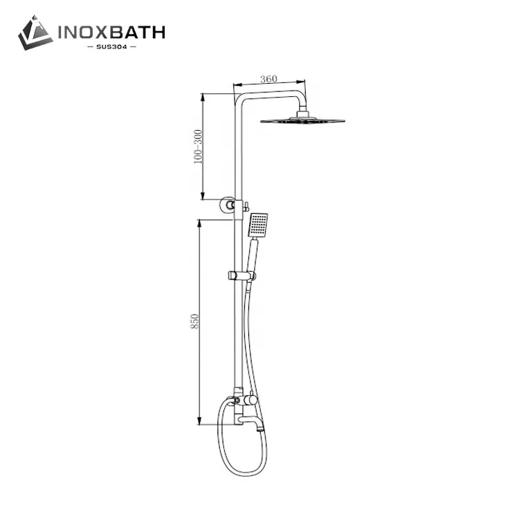 Euro style shower mixer bathroom rail kit SUS 304 cold water mixer shower set