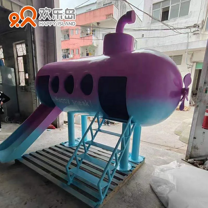 Submarine slide for Children Designed by Happy Island Amusement Equipment Manufacturer Theme Park Customization