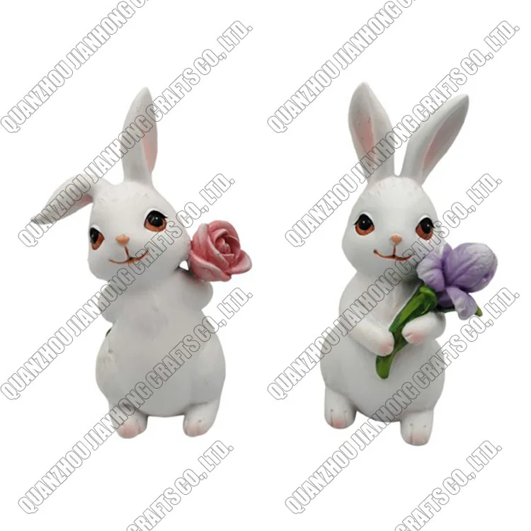 Customized Design Bunny Handmade Figurine Home and Outdoor Decoration Easter Resin Rabbit Statues
