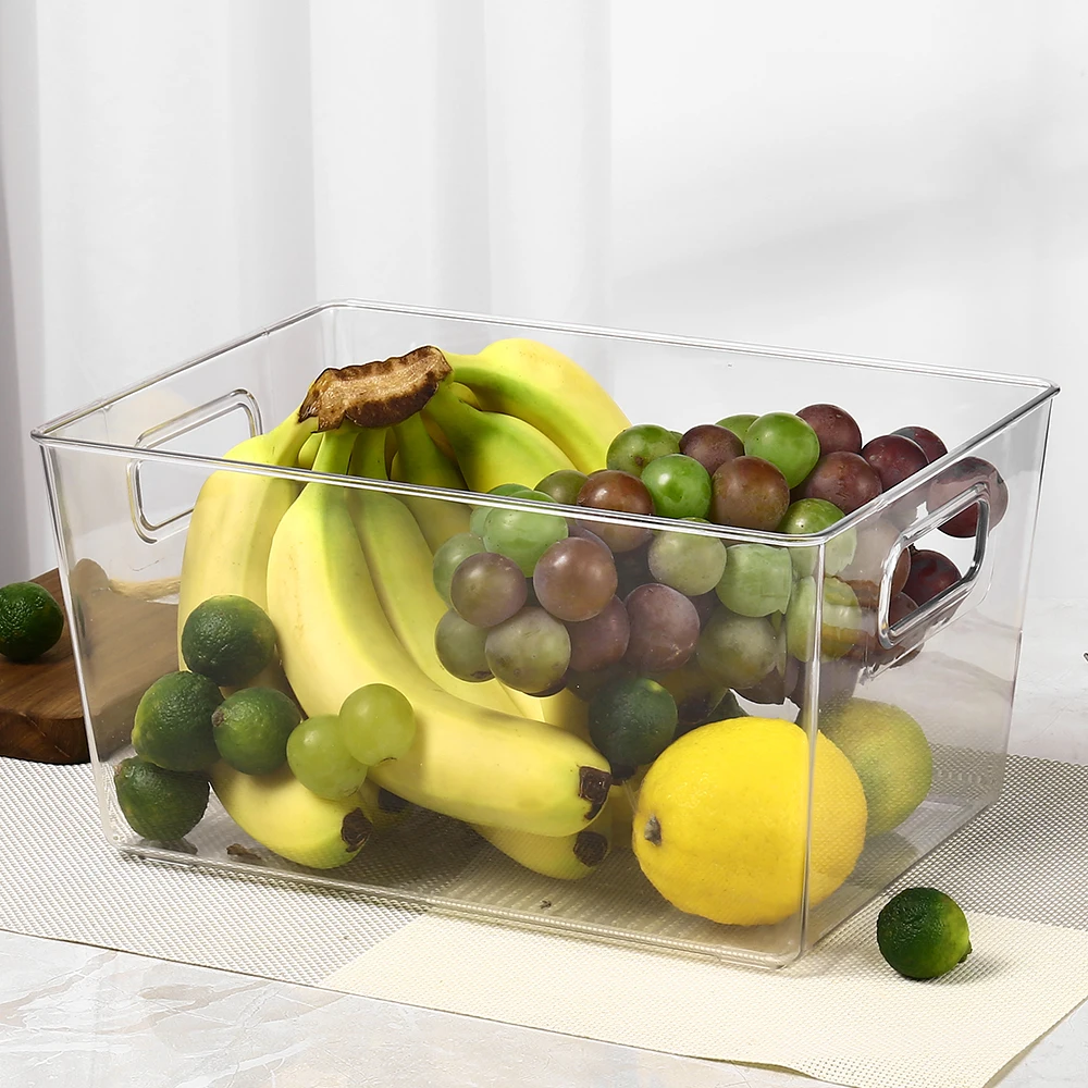 Refrigerator Organizer Bins Stackable Fridge Plastic Storage Bins for Freezer Kitchen