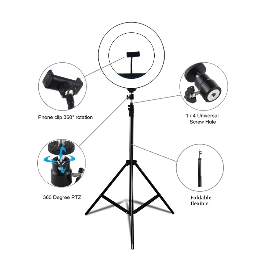 
2020 Hot Sell Led Photograhic Lighting 6 inches 8 inches 10 inches White Fill Shadow Ring Live broadcasting Light 