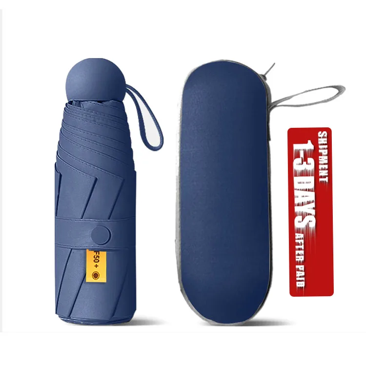 Оптовая продажа, карманный портативный мини-капсульный ручной женский зонт с УФ-защитой с логотипом и чехлом