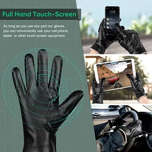 BSCI Manufacturer Custom Touch Screen Sheepskin Men Best Leather Gloves For Winter