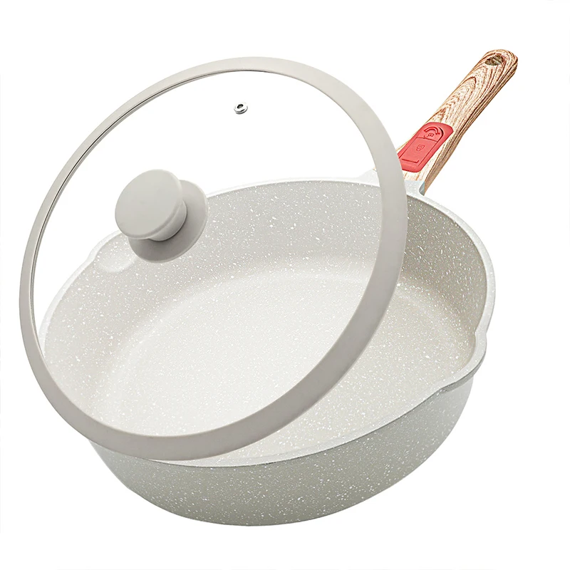 ODM New Arrival Removable Stir-Frying Pan BPA Free Dishwasher Safe Skillets Granite Nonstick Deep Frying Pan with Silicone Lid