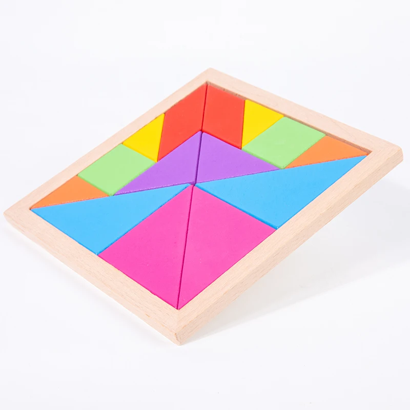 Mumoni Funny Wooden Tangram Puzzles Kids Colorful Shape Pattern Blocks Children Early Education Toy