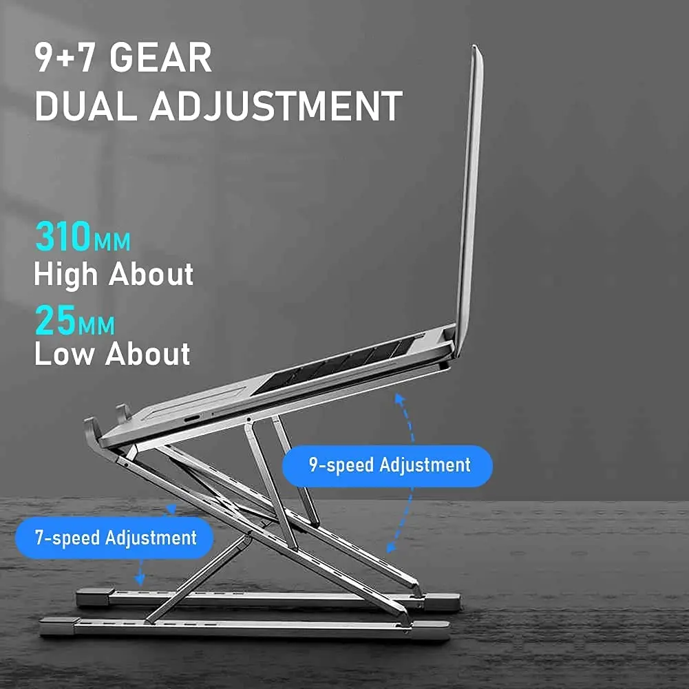 Widen Heavier Desk Notebook Holder Height Adjustable Double Layer Portable Folding Aluminium Laptop Stand