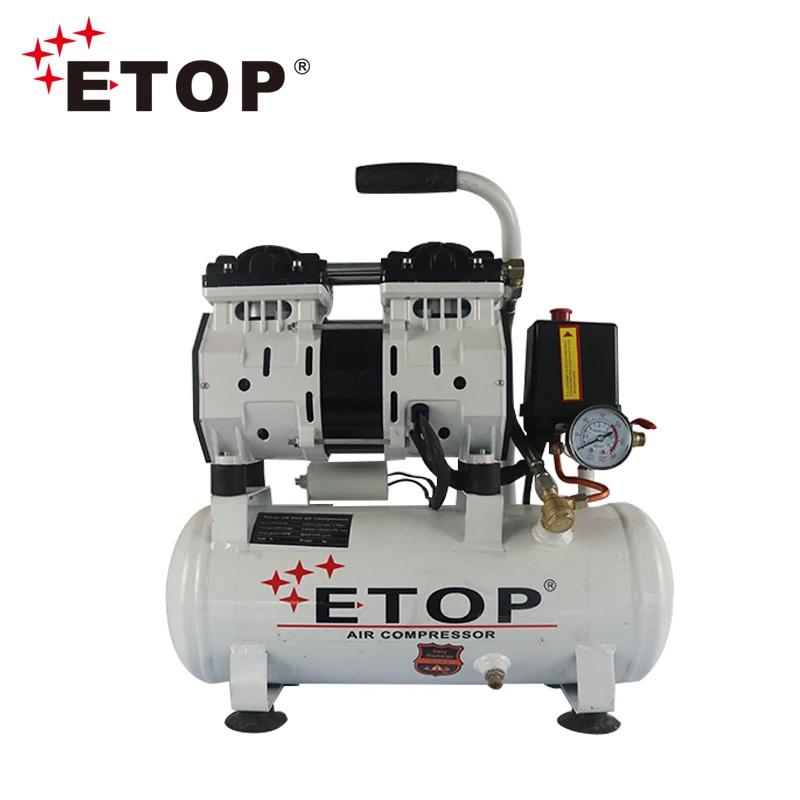 ETOP 100% Silent Oil Free 600W 9L Air Compressor machines for Industry and Home cheap price portable air compressor
