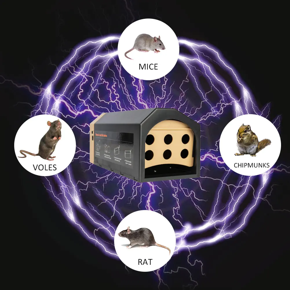 Indoor High Voltage Plastic Electronic Rodent Traps,Smart Electric Shock Mouse Trap Multi Rat Killer Chipmunk Mice Zapper