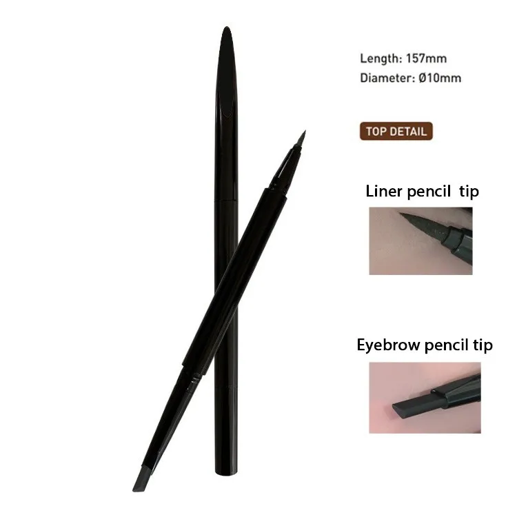 Wholesale no logo liquid eyeliner pencil and eyebrow 2 in 1 products private label waterproof eyeliner