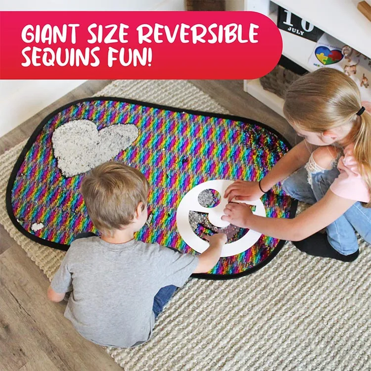 Early Learning Play 6 Packs Decoration Sensory Reversible Flip Sequin Fabric Wall Panel For Toddler Kids