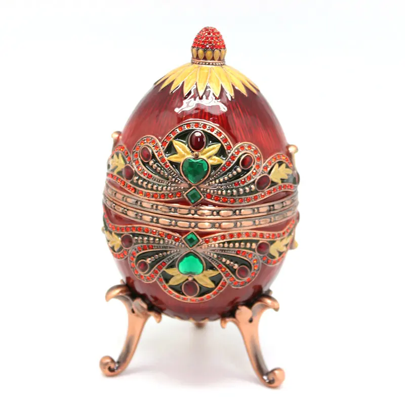 SHINNYGIFTS большой размер винтажный цветок Faberge яичный шкатулка российское яйцо украшенное чешскими кристаллами для коллекционеров пасхальное яйцо