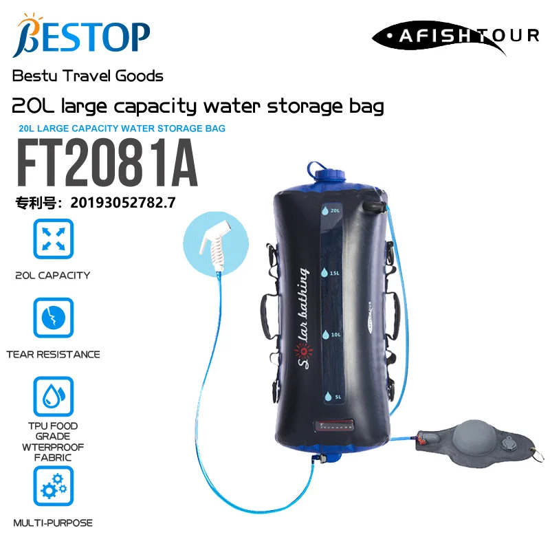 BESTOP Waterproof Material TPU Food Grade Pressure Foot Pump 20L Water Bag Portable Camping Hot Water Showers