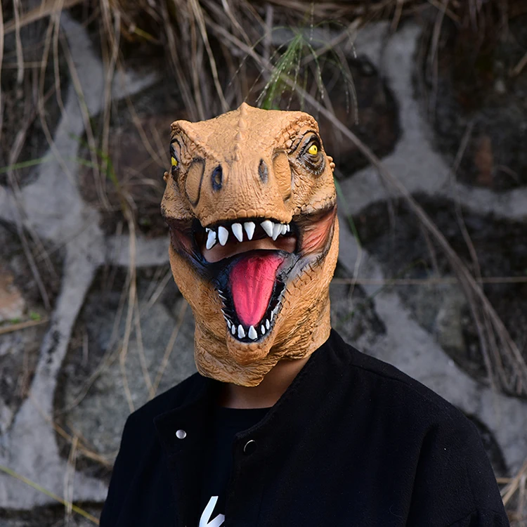 Tyrannosaurus Rex Latex Mask Halloween Party Cosplay Dinosaur Masks Mascaras De Latex Realista Animal Masks Masquerade Masque