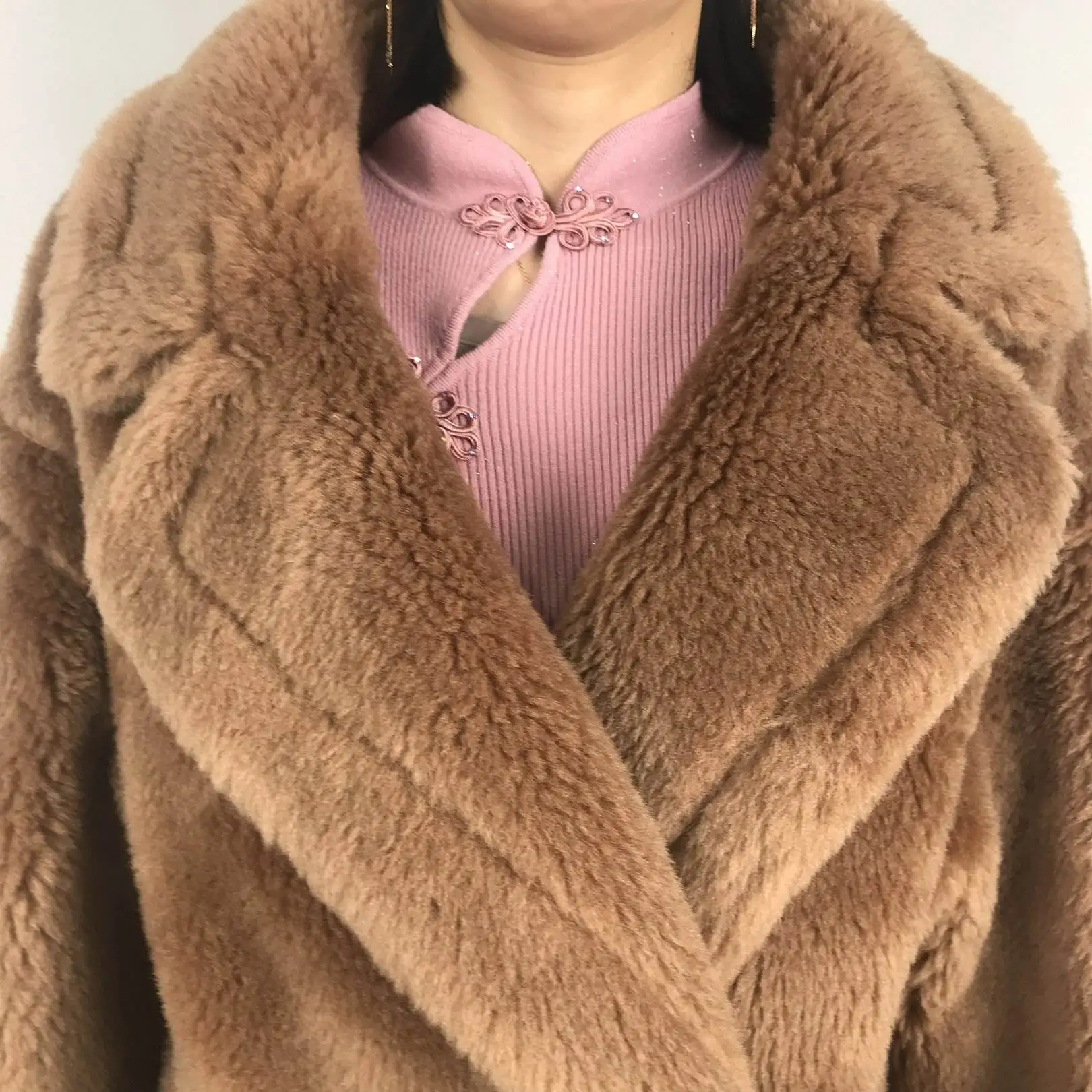 Custom OEM Pelzmantel Fleecejacke Casual Winter abrigo de peluche WOOL TEDDY COAT teddy long coat fleece jacket coat women