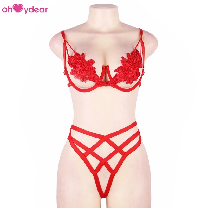 
Seductive Floral Embroidery Hollow Out Erotic Sexy Bra and Panty Sets 