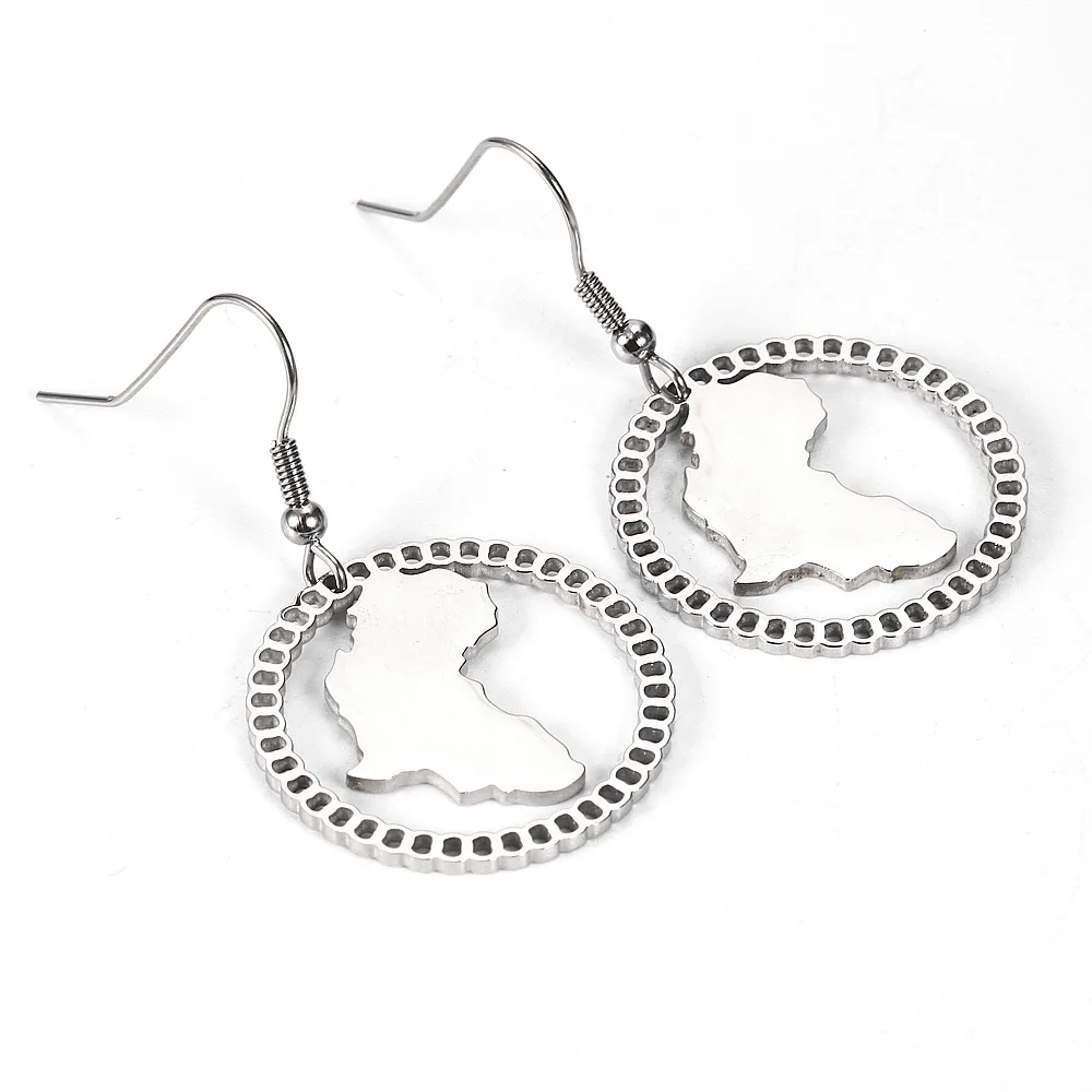 Wholesale Women Silver Rose Gold Black Earrings Round Map Shaped African Dangle