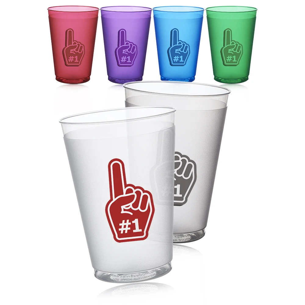 USA Made and Inventoried 12 Ounce Flex Frosted Plastic Stadium Cup 1 Color Imprint in One Location