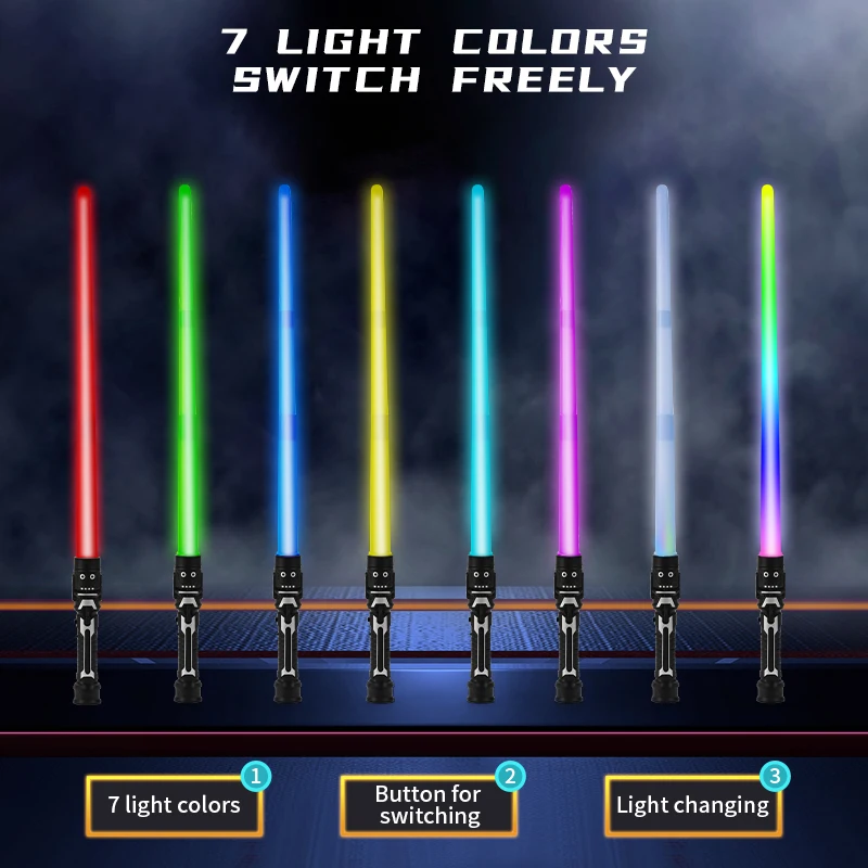 2-in-1 Luminous Toy Telescopic Fluorescent Stick Flashlight Stick 7 colors switch freely  laser Space Sword toy for kids
