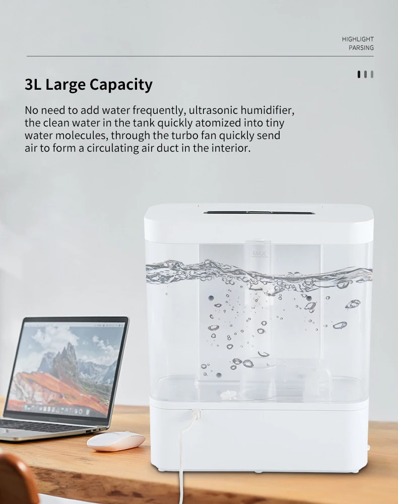 Factory-outlet OEM/ODM Hot Selling 3L Remote Control Super Quiet Ultrasonic Humidifier