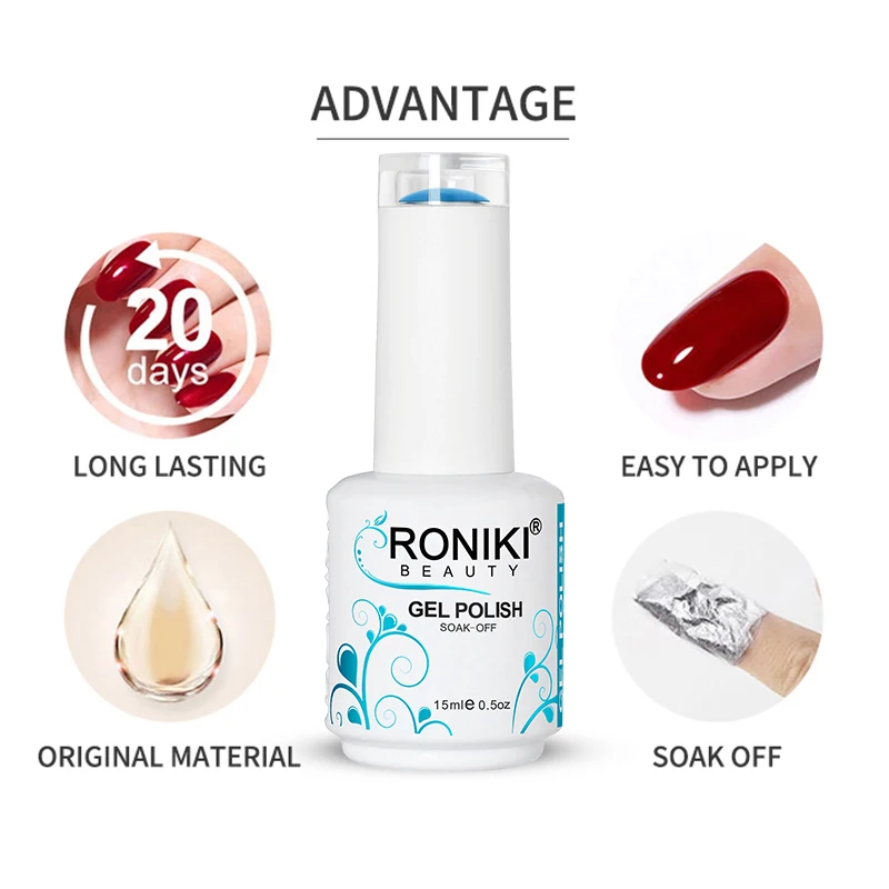RONIKI Nails Supplies Salon Hot Sale 15ml Enamel uv gel polish Wholesale 3000 Color Private label gel nail polish