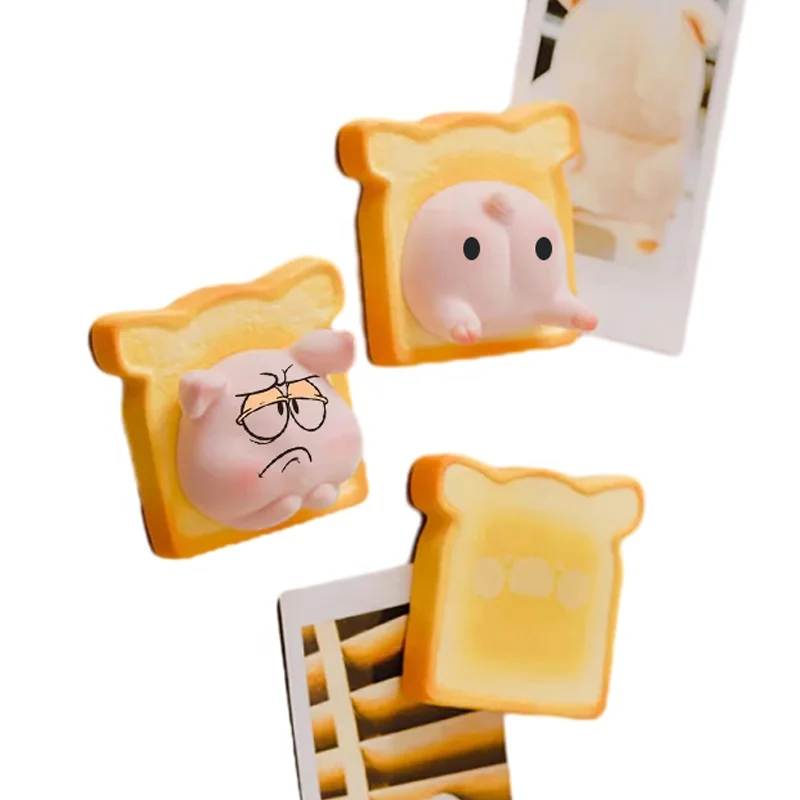 Home Decoration Tools Customized 3D Cute Toast Shape Silicone Fridge Magnets 3D Magnets for Fridge