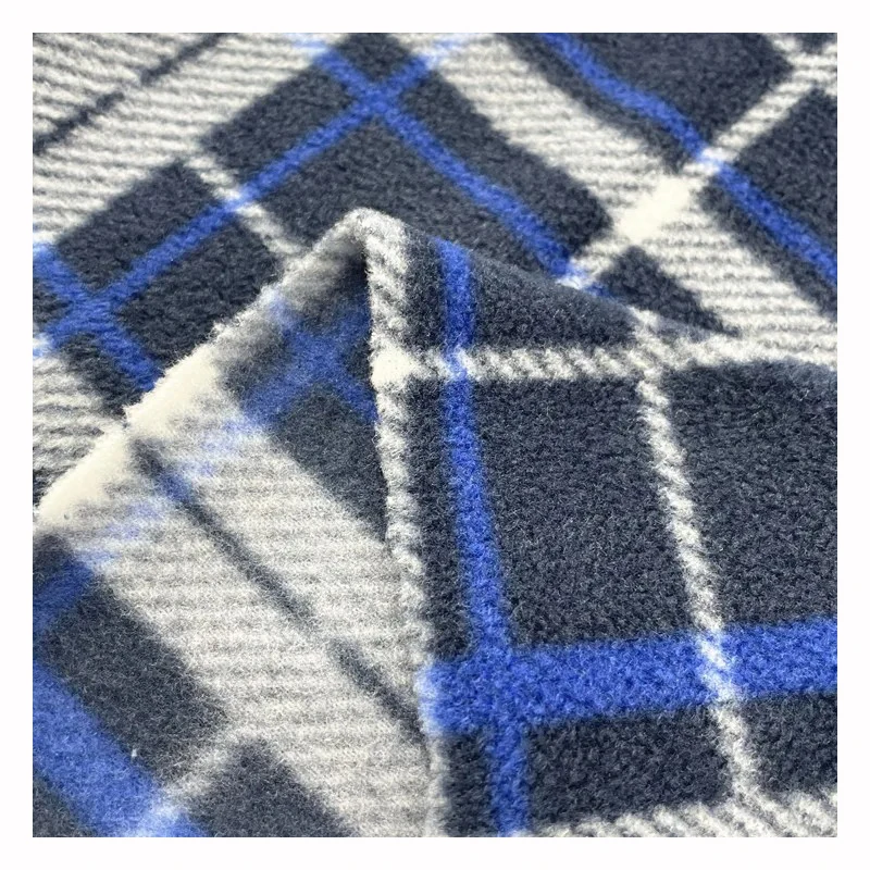 High Quality Cheap Price Knit Fdy Plaid Printed Polar Fleece Fabric In-Stock