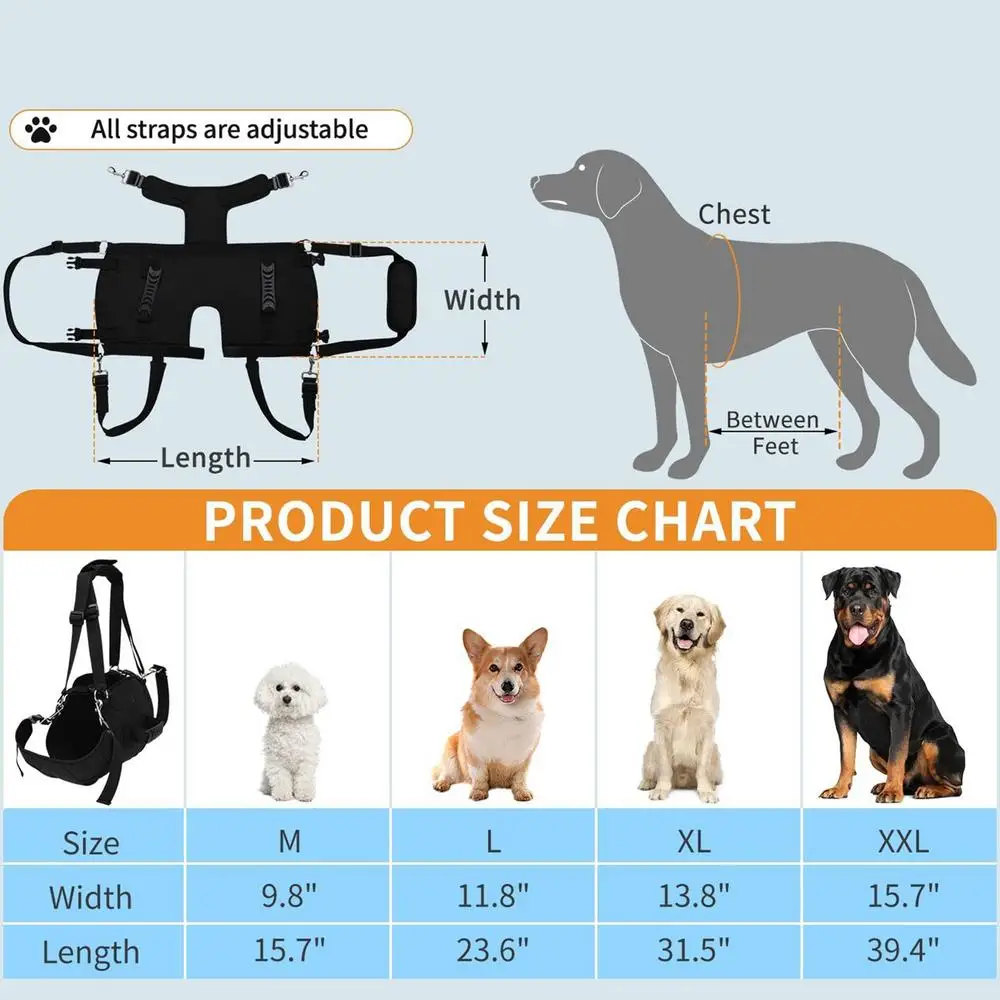 Wholesale Pets Spine Protection Dog Sling Carrier Walk Dog Lift Harness Full Body Support for Assist Adjustable Dog Lift Harness