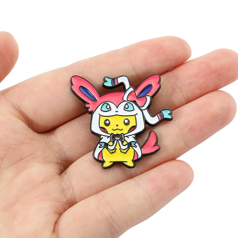 97 Designs Cute Anime Logo Badge Hat Brooch Cartoon Pokemoned Pikachu Eevee Gengar Metal Enamel Collar Brooch Pins