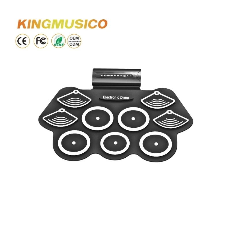 Portable 9-Pad Digital Hand Roll Drum Set Musical Instrument Silicone Toy Kit with Audio Electronic Digital table top drum