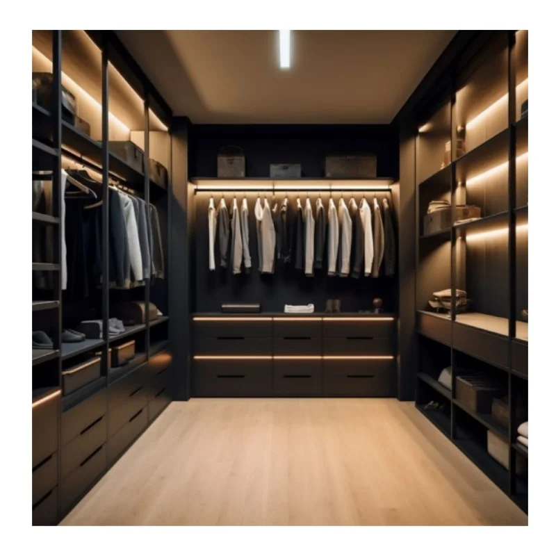 2025 Custom made Italian style modern bedroom glass wardrobe design wooden wardrobe bedroom closet furniture with mirror