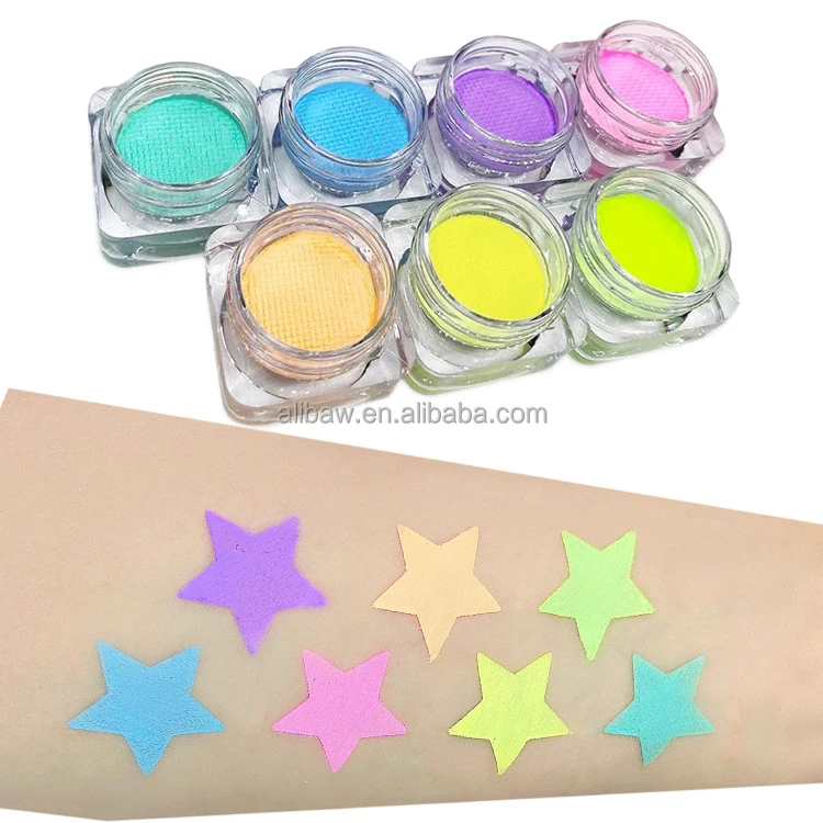 
16 Color neon uv pastel liners Water activated pigments cake neon UV colored in the dark pastel liner for makeup 