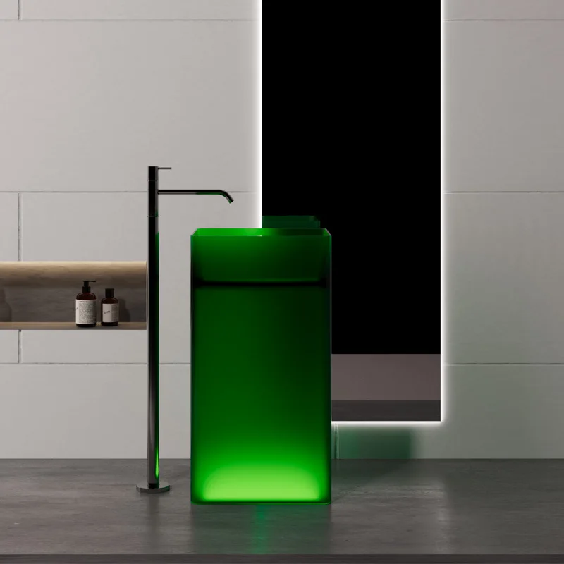 Good Quality Freestanding Bathroom Sinks Transparent Wash Basin Resin Material for Home Washroom