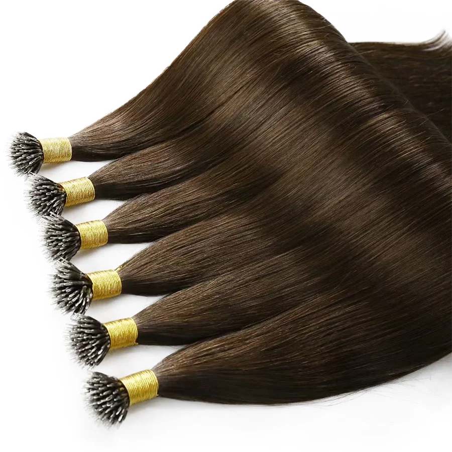 Wholesale Remy Cuticle Aligned Micro Link Human Hair Extensions I U Flat Nano Tip Kinky Raw Unprocessed Human Hair Extension