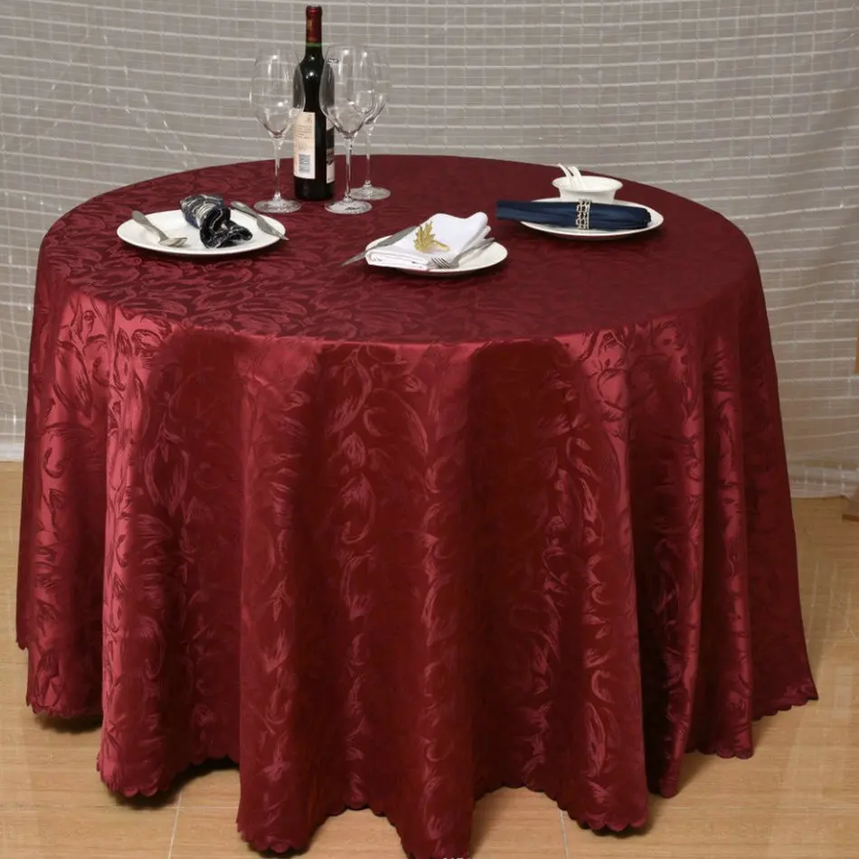 Hotel round waterproof polyester table cover cloth dining  table mat disposable tablecloth oil-proof