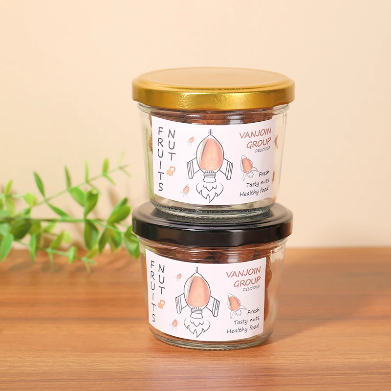 Hot Selling Custom 230ml Food-grade Clear Caviar Jam Chilli Sauce Jar Mason Honey Jar with Gold/Black Screw Lid