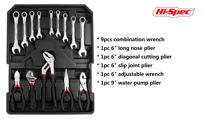 217pc Home DIY & Garage Mechanics Tool Kit Set. Sockets, Wrenches & Tool Sets in Professional Box Cabinet Trolley Wheeled Case