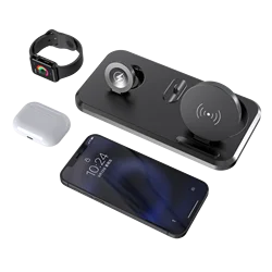 2022 Wireless charging station LED lamp base 15W fast charging detachable wireless magnetic mobile power charger