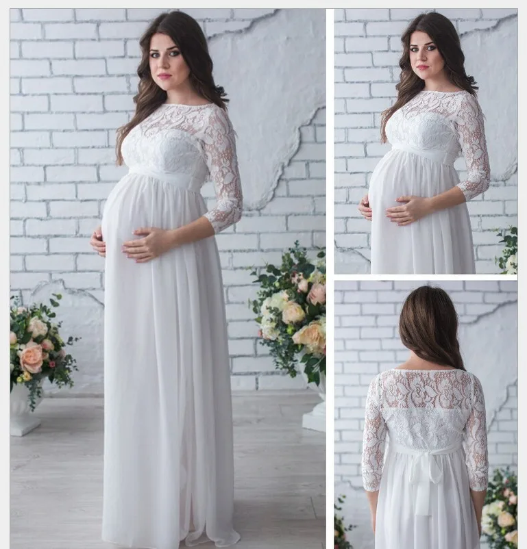 
wholesale lace long sleeve pregnancy clothes maternity photo shoot dresses for evening party 