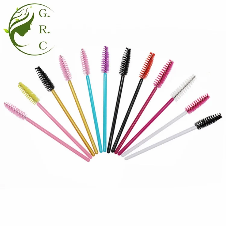 YCJM  Several Color Head Plastic handle Lash Eyelash Extension Mascara Cosmetic Tool Angled Disposable Mascara Makeup Brush Wand