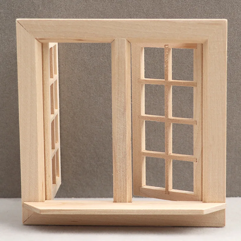 Mini Furniture Doll House Window Frame Model Decoration Miniature Window Frame Wooden Window for Dollhouse