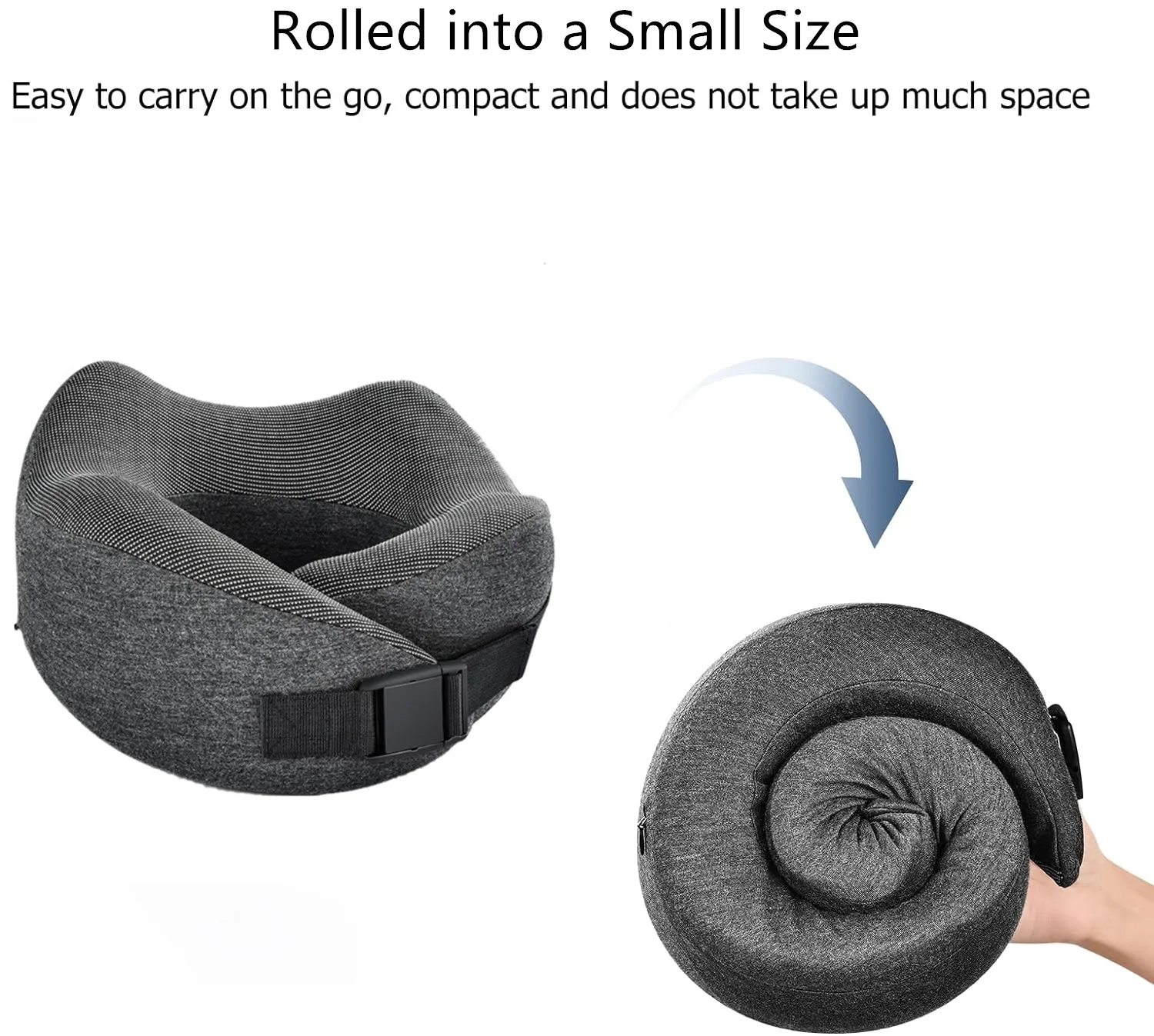 Travel Pillow Memory Foam Ergonomic Neck Support Pillow Adjustable Clasp U Shaped Pillow for Travel Sleep Rest Airplane Car