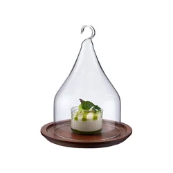 Restaurant Buffet Catering Cake Display Acrylic Cover Wooden Bases Cake Stand with Dome Carton Box OEM 5 Piece Multiple Models