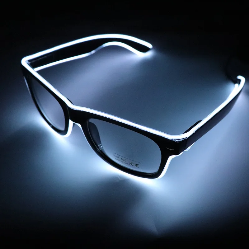Wholesale EL Wire Glasses Prom Decoration Bar LED Glasses Party Supplies Magnifying Glasses With LED Flicker Light Up