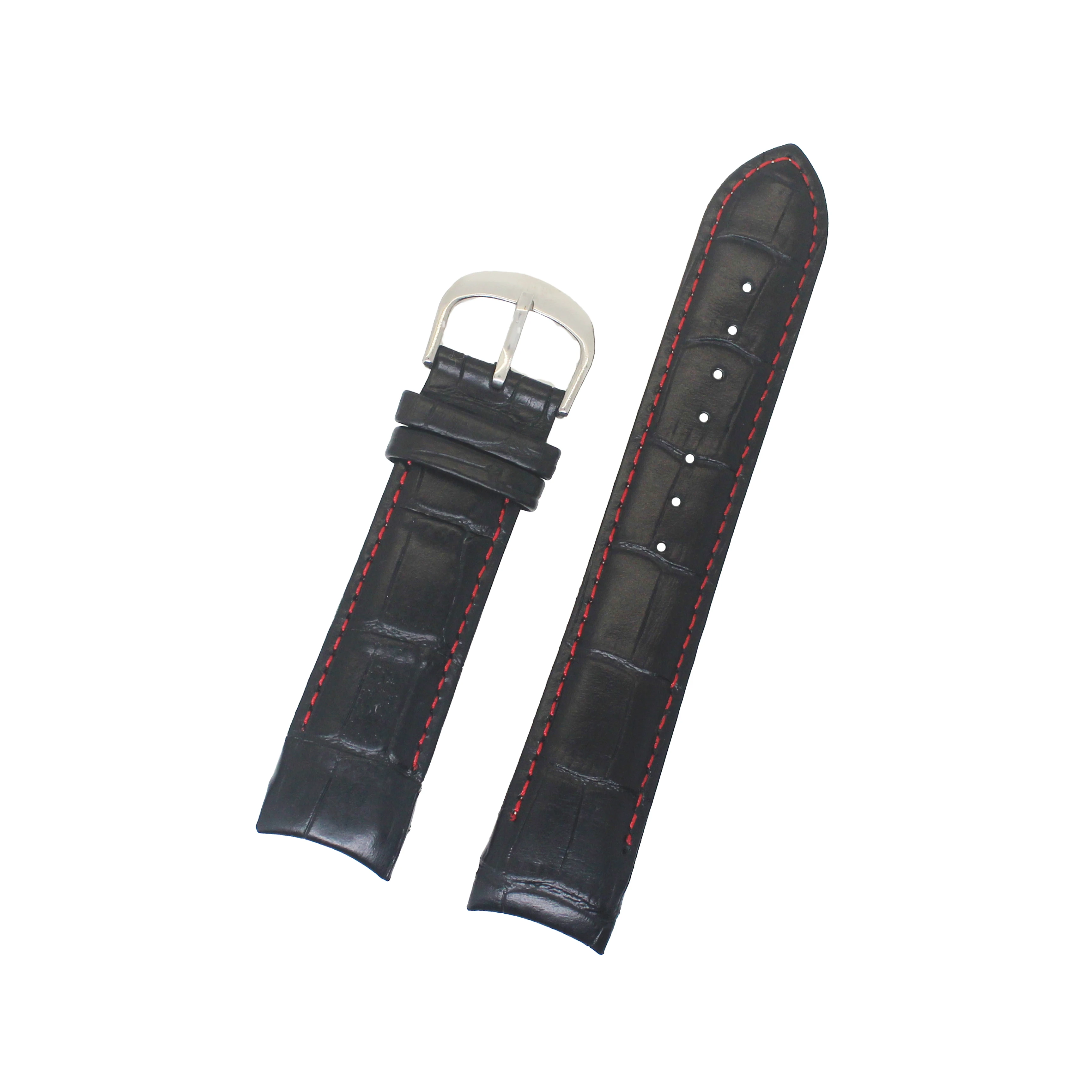 Luxurious custom made classic brand  watch band head Slub genuine leather watch strap