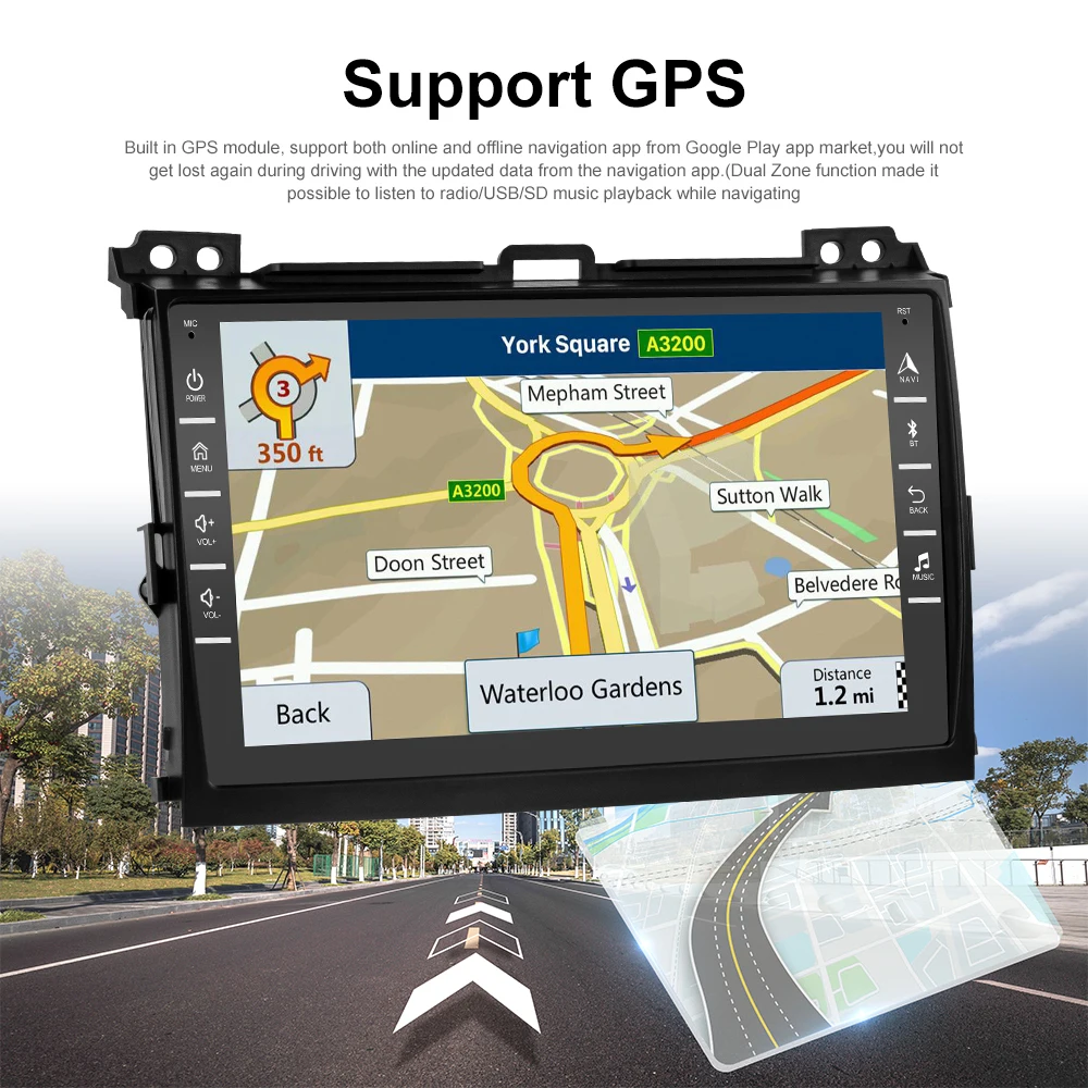 Автомагнитола на Android 2 Din 8 дюймов Wi-Fi GPS BT для Toyota/LAND CRUISER Prado 120 2004-2009