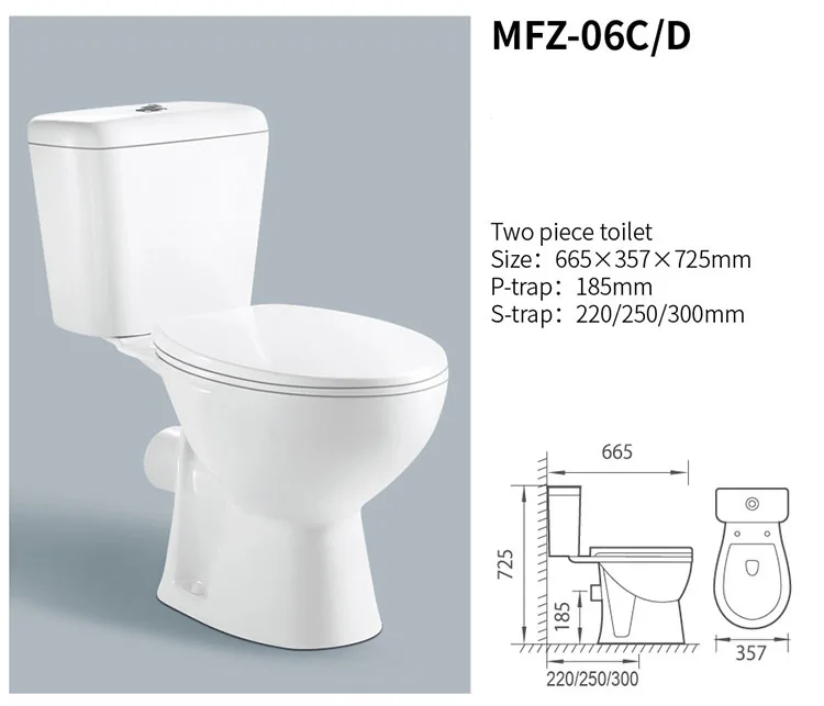 Medyag Wholesale Ceramic Closestool Toilets Rimless Wash Down S-trap Two Piece Commode Water Closet